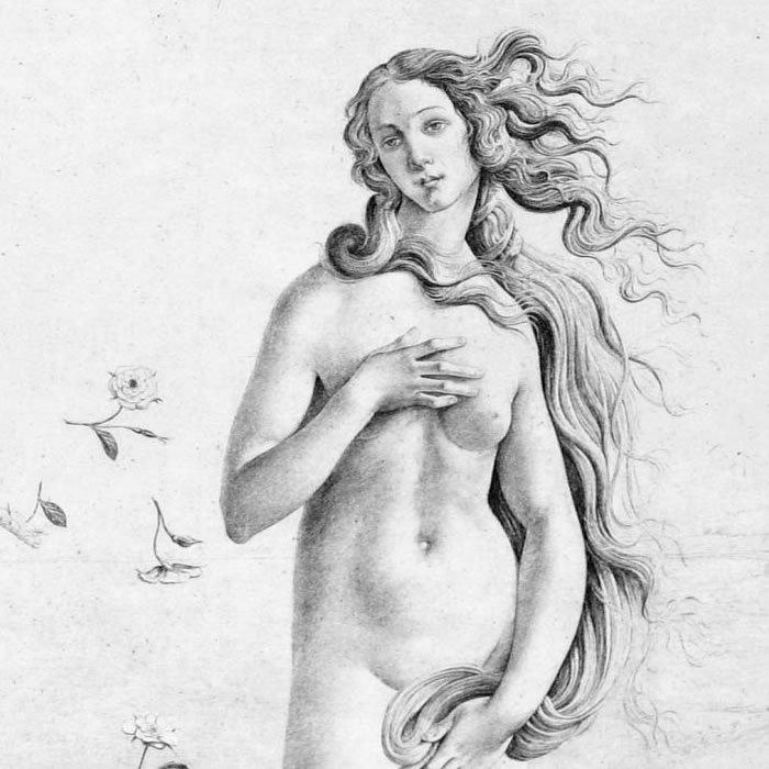 Naissance de Vénus. Fragment - Une estampe d’après  Botticelli