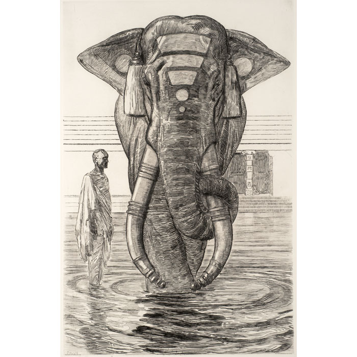 Eléphant du temple de Siva (Indes anglaises) - Une estampe d’après Paul Jouve