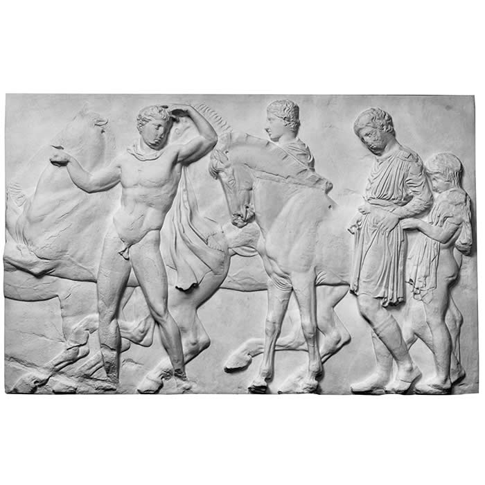 Bas-relief du Parthénon: éphèbes et chevaux XIII - Antiquités gréco-romaines - Reproduction d’une sculpture du British Museum, Londres